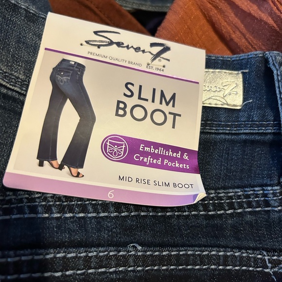 Seven7 Women's Rocker Slim Boot Cut Jeans - Dark Blue - Picture 8 of 10
